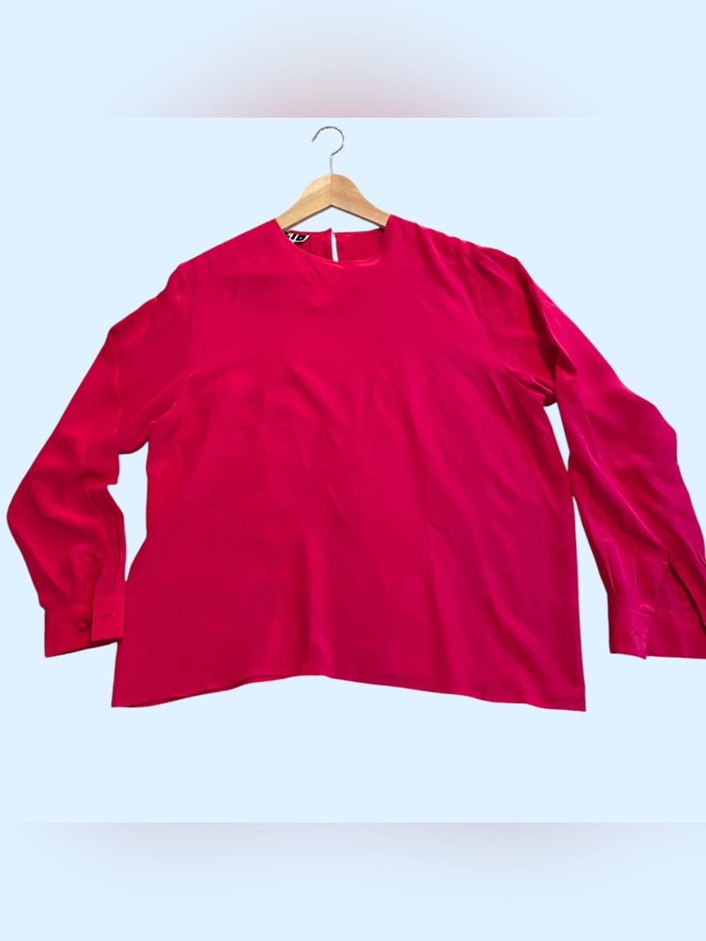 Silk Vintage Long-Sleeve Fuchsia Blouse